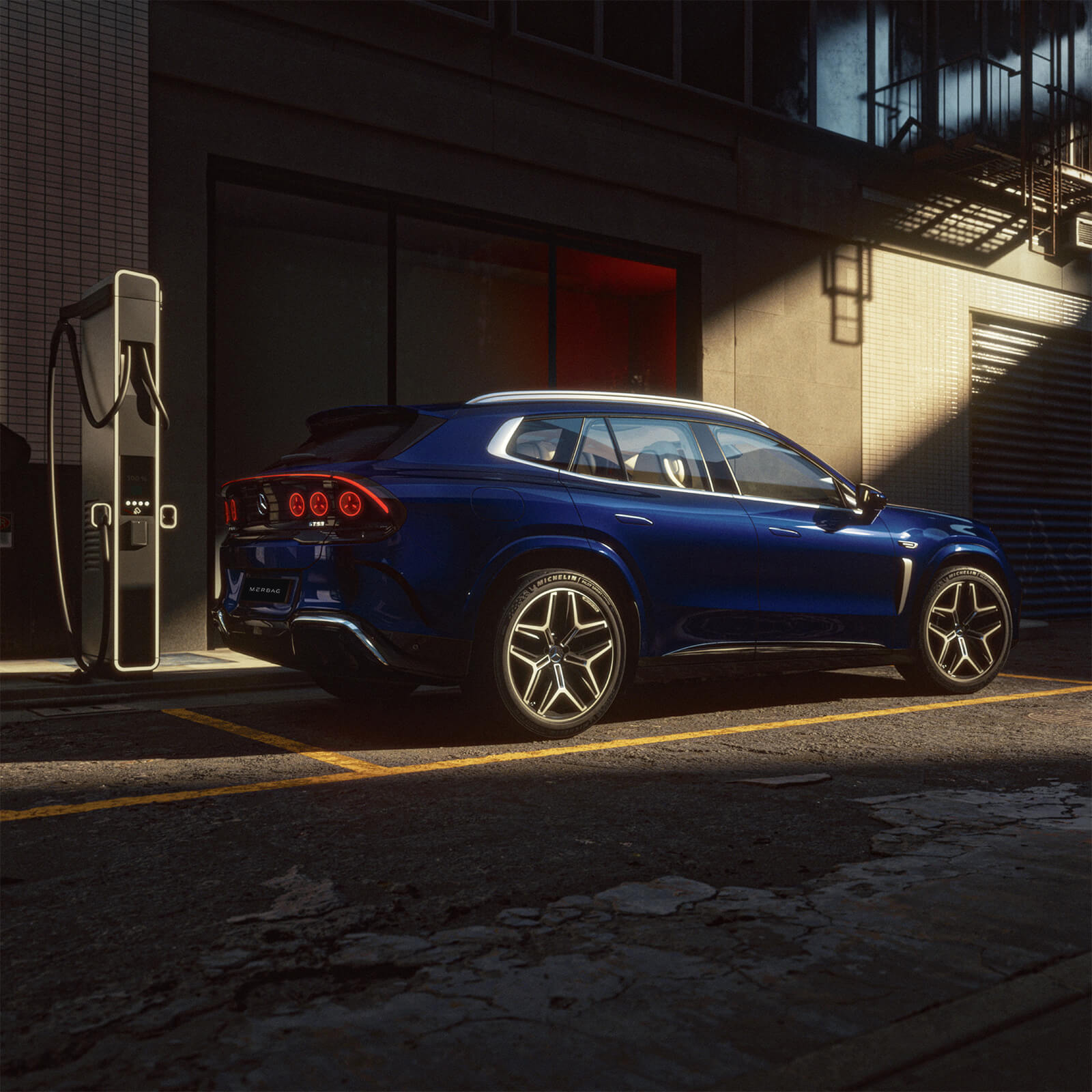 Mercedes AMG GT SUV Laden Als Teil Des Reisekonzepts