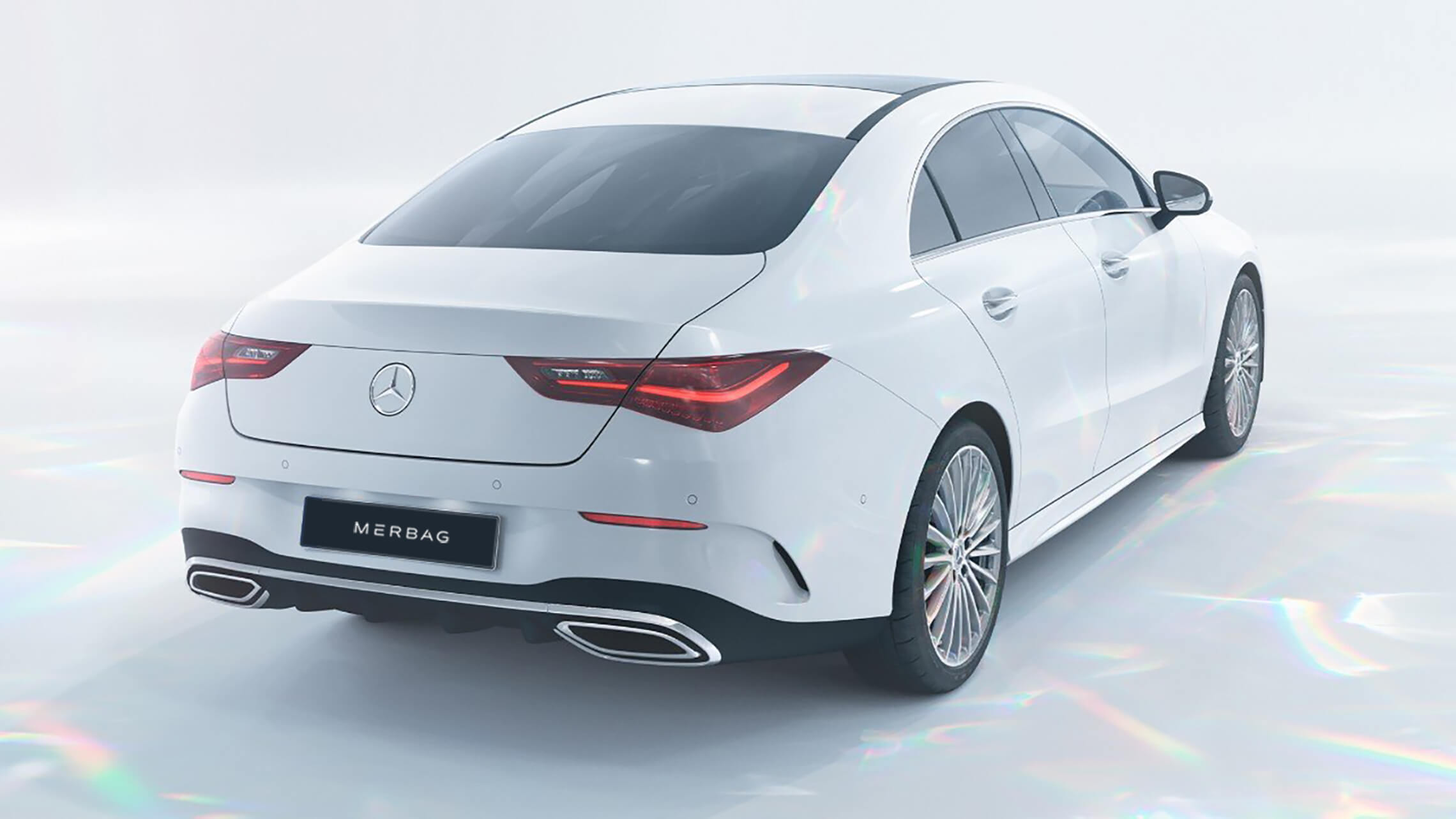 Mercedes-Benz CLA Coupe Heckansicht Polarweiss - Merbag