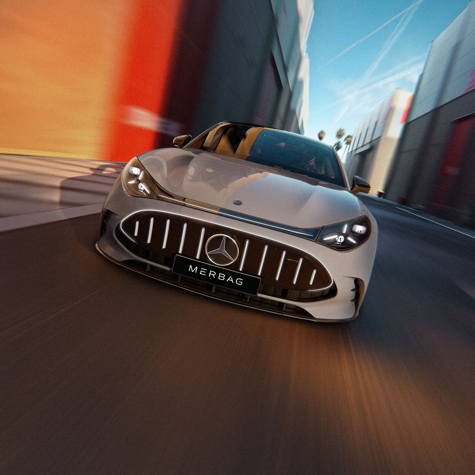 Mercedes AMG GT 4 Tuerer Coupe Beleuchtetes Frontdesign