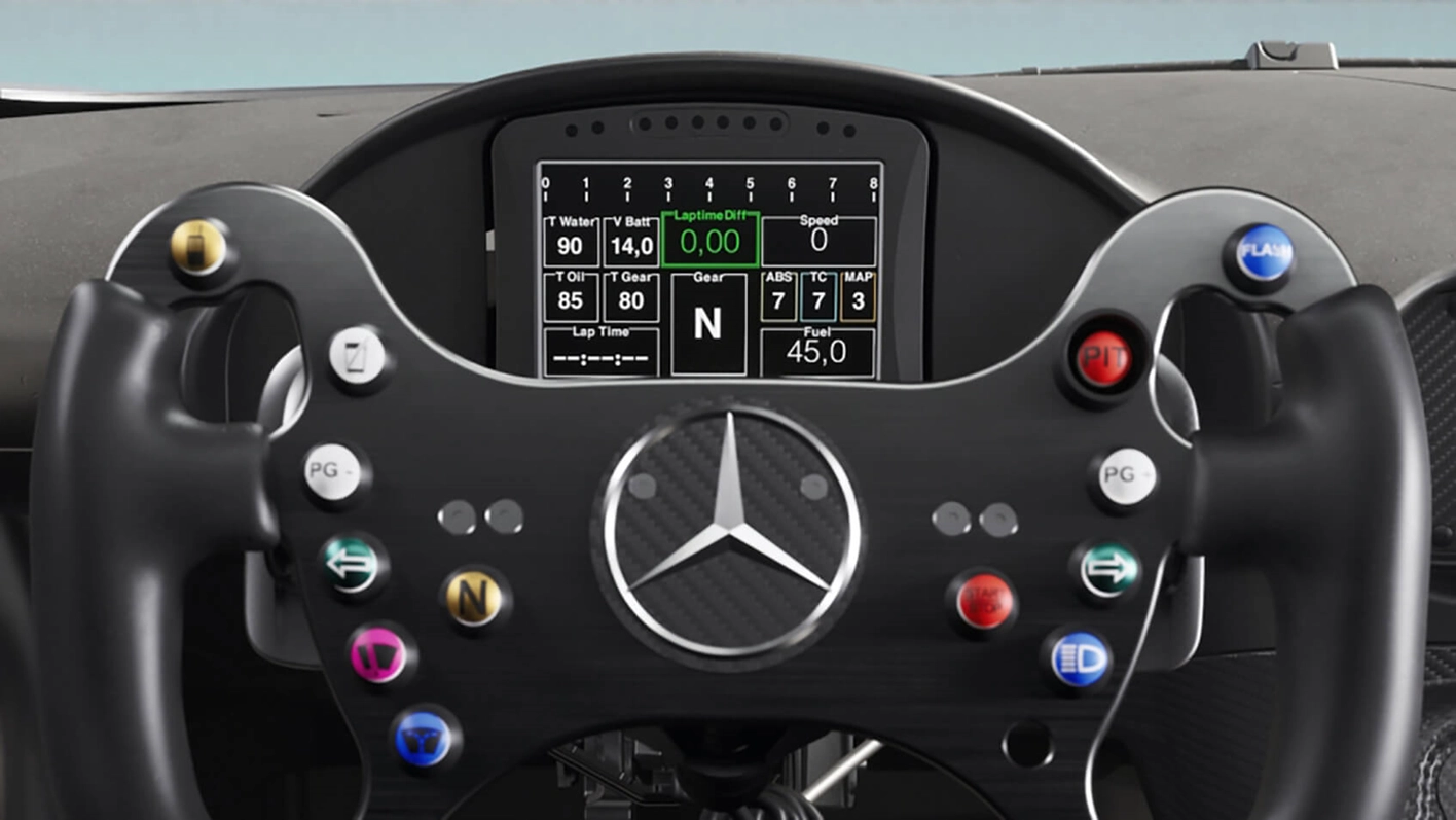Mercedes AMG GT4 Interieur Informationszentrale DDU