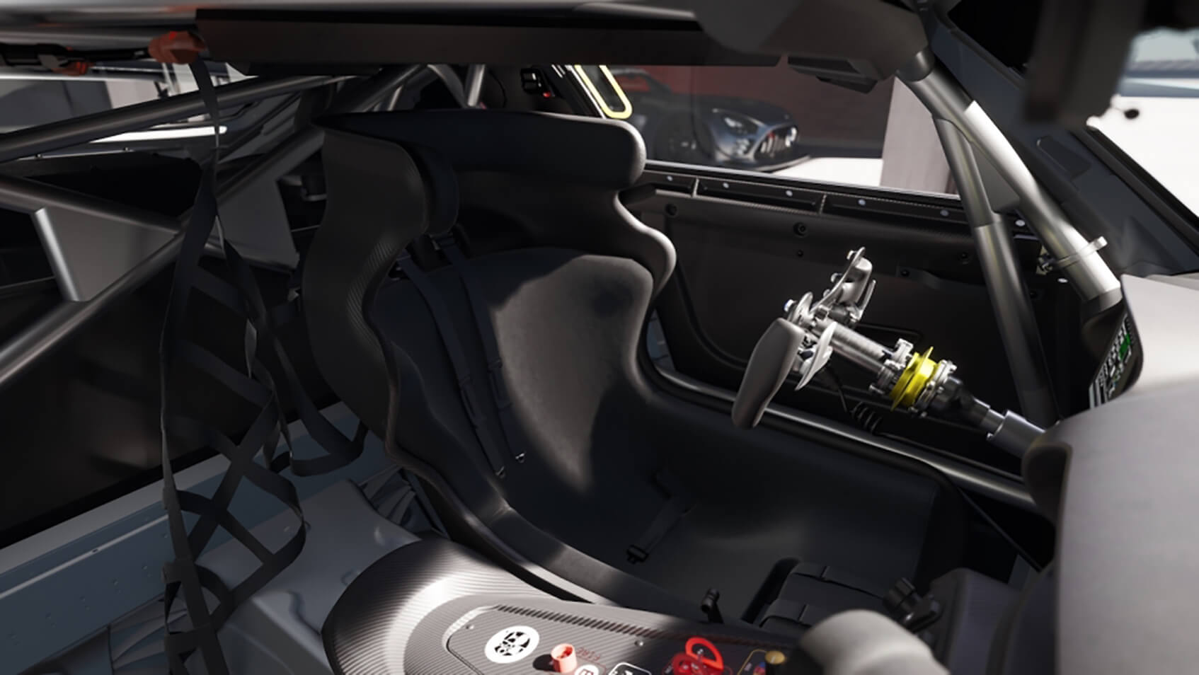 Mercedes AMG GT4 Interieur Sicherer Arbeitsplatz