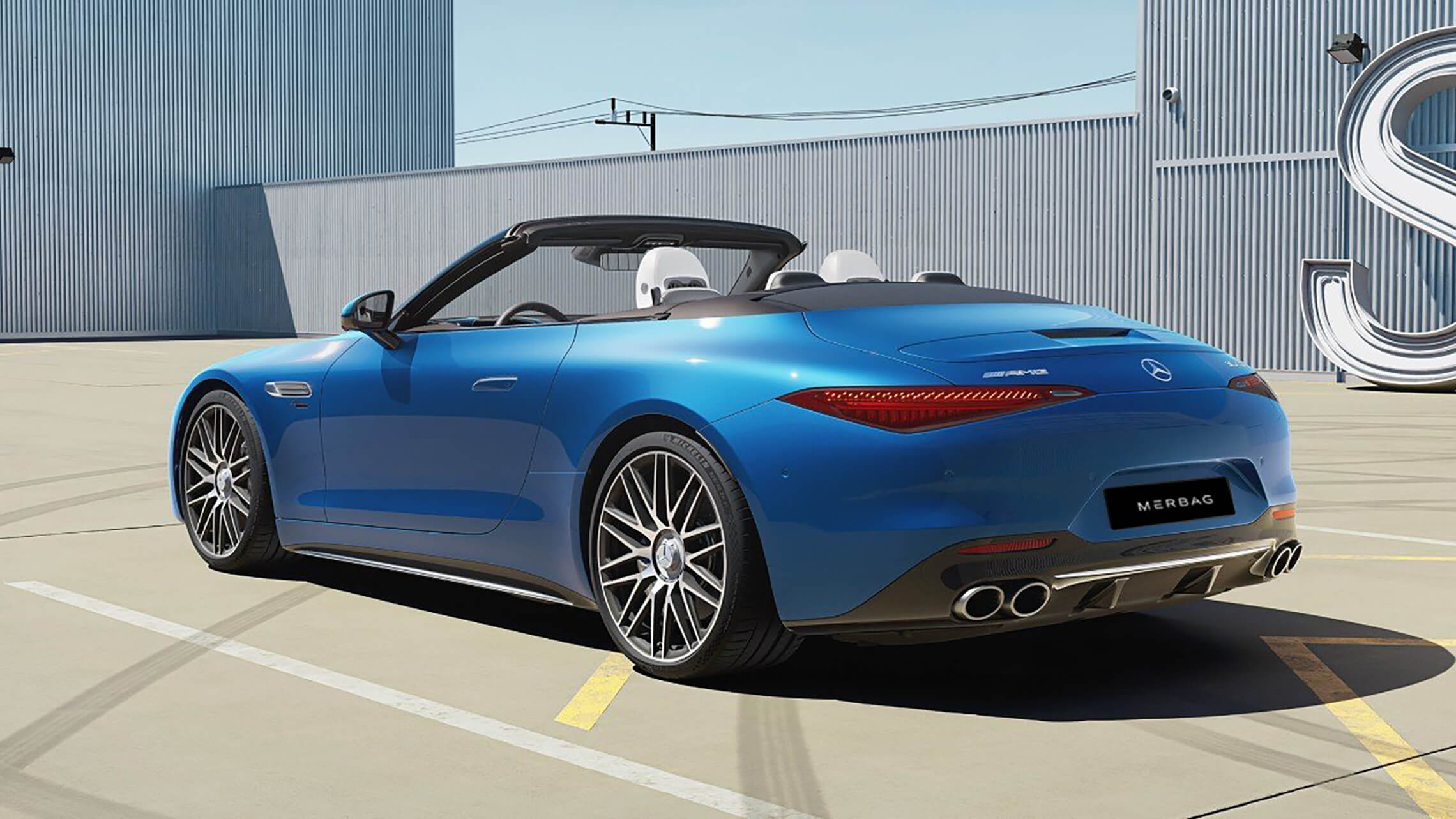 Mercedes AMG SL 43 Kraftvolle Rückansicht mit LED-Heckleuchten - Merbag