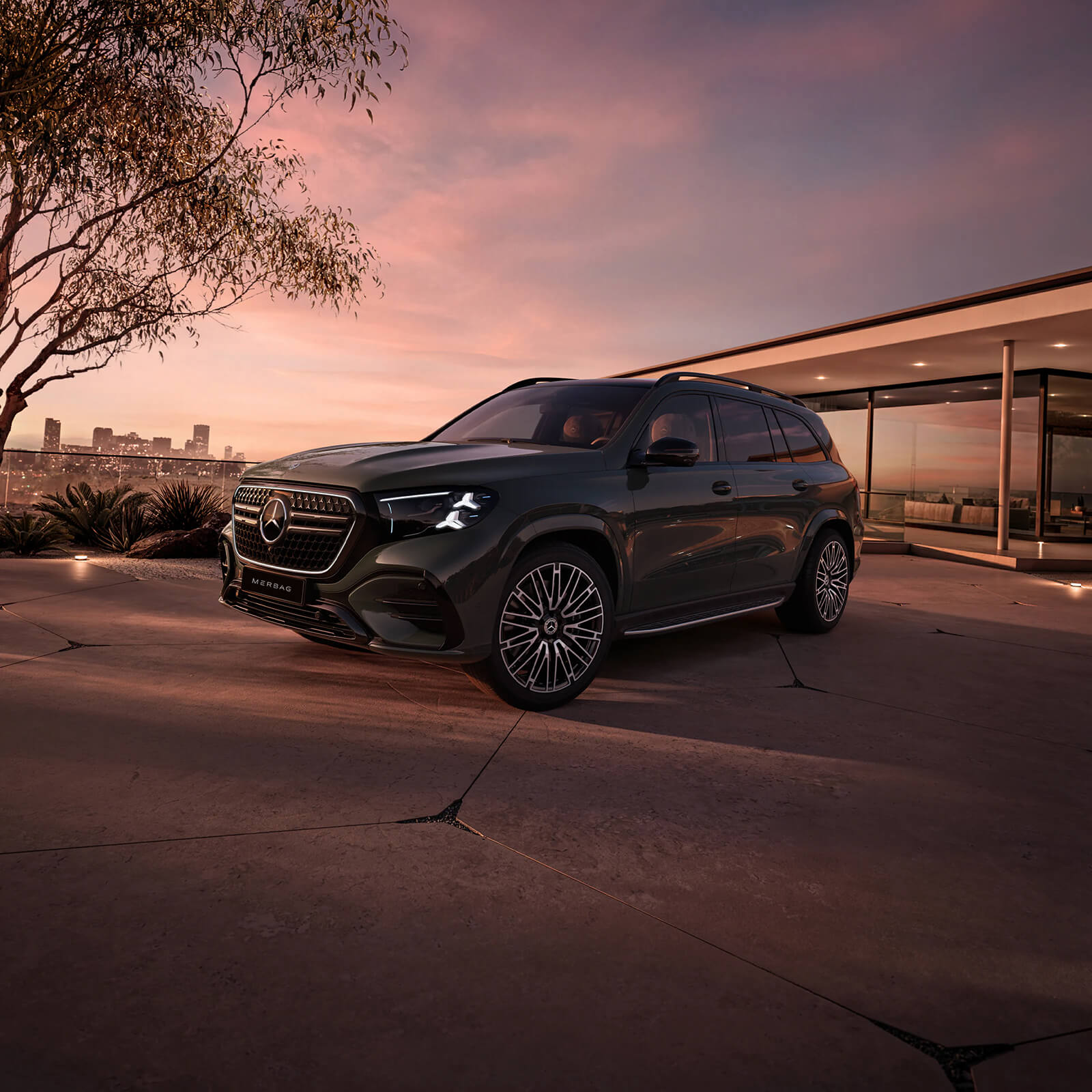 Mercedes Benz GLS Chromrahmen Konturbeleuchtung Chromlamellen