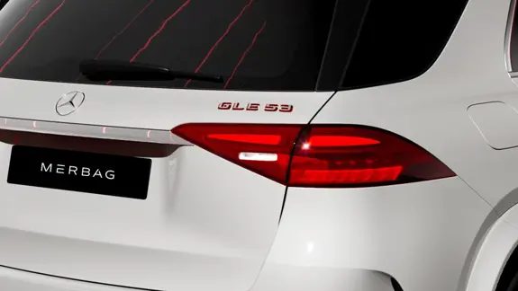 Mercedes AMG-GLE 53 HYBRID 4MATIC Rot unterlegte Modellbezeichnung auf der Heckklappe - Merbag Mercedes AMG-GLE 53 HYBRID 4MATIC Rot unterlegte Modellbezeichnung auf der Heckklappe - Merbag