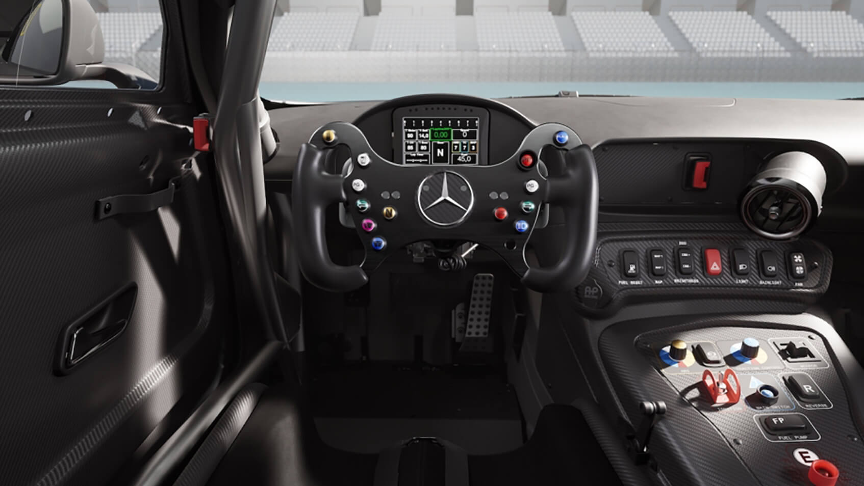 Mercedes AMG GT4 Interieur Rennsport Pedalerie