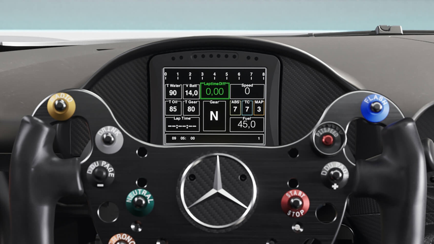 Mercedes AMG GT3 Interieur Informationszentrale DDU