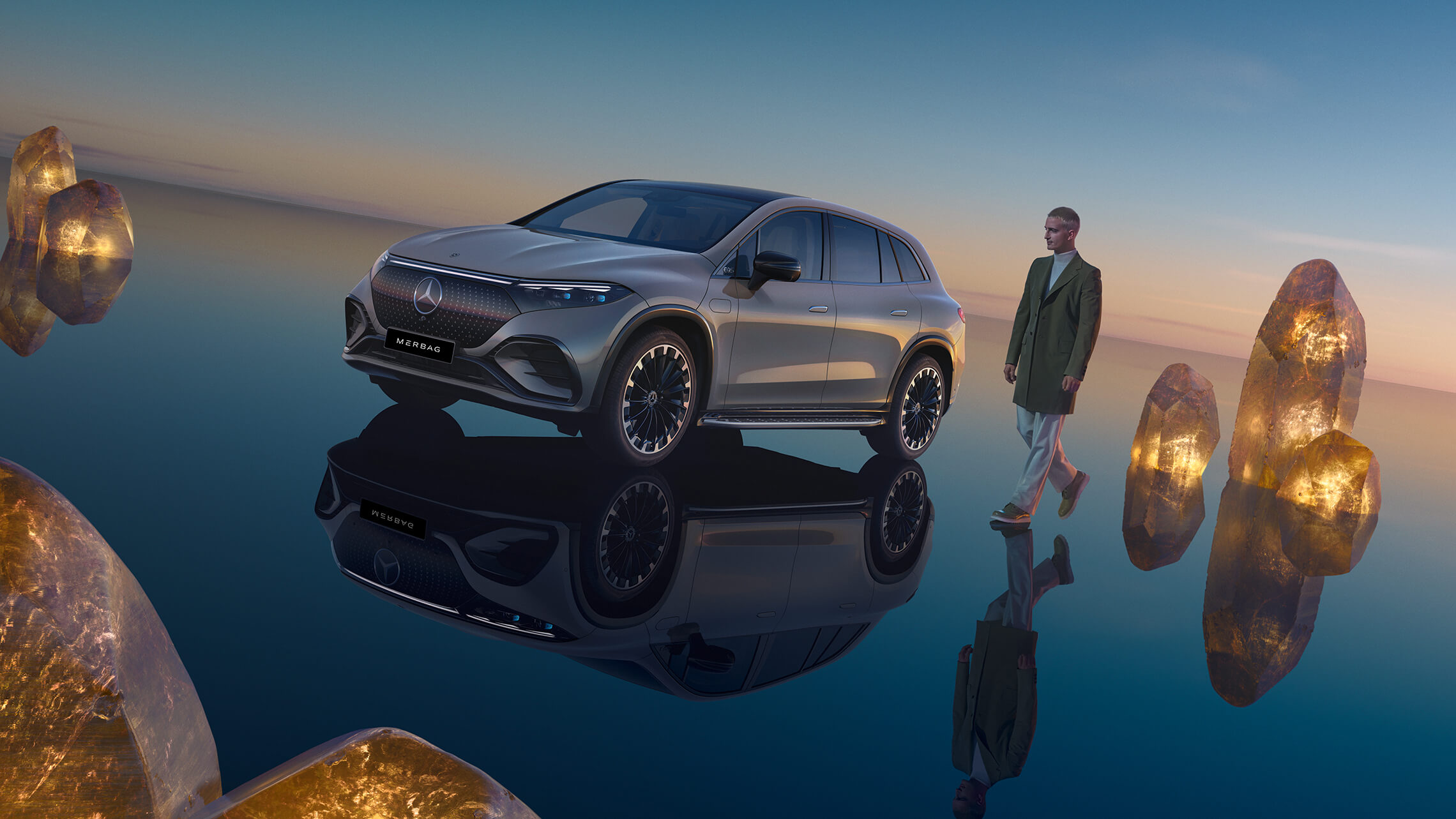 Mercedes-Benz EQS SUV Manufaktur Alpingrau Frontansicht - Jetzt bei Merbag erleben